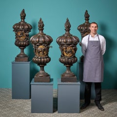 Set of 4 Large Simulated Bronze Lidded Urns Ex. The Menagerie at Horton Hall
