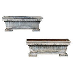 Pair of Antique French Cast Iron & Zinc Trough Planters
