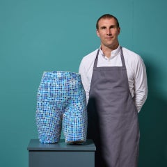 Jim Cooper (c.1990-1999) ‘In Motion’ Mosaic Plaster Cast Figurative Sculpture