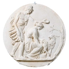 The Goat Amalthea with the Infant Jupiter and a Faun Neoclassical Style Plaster