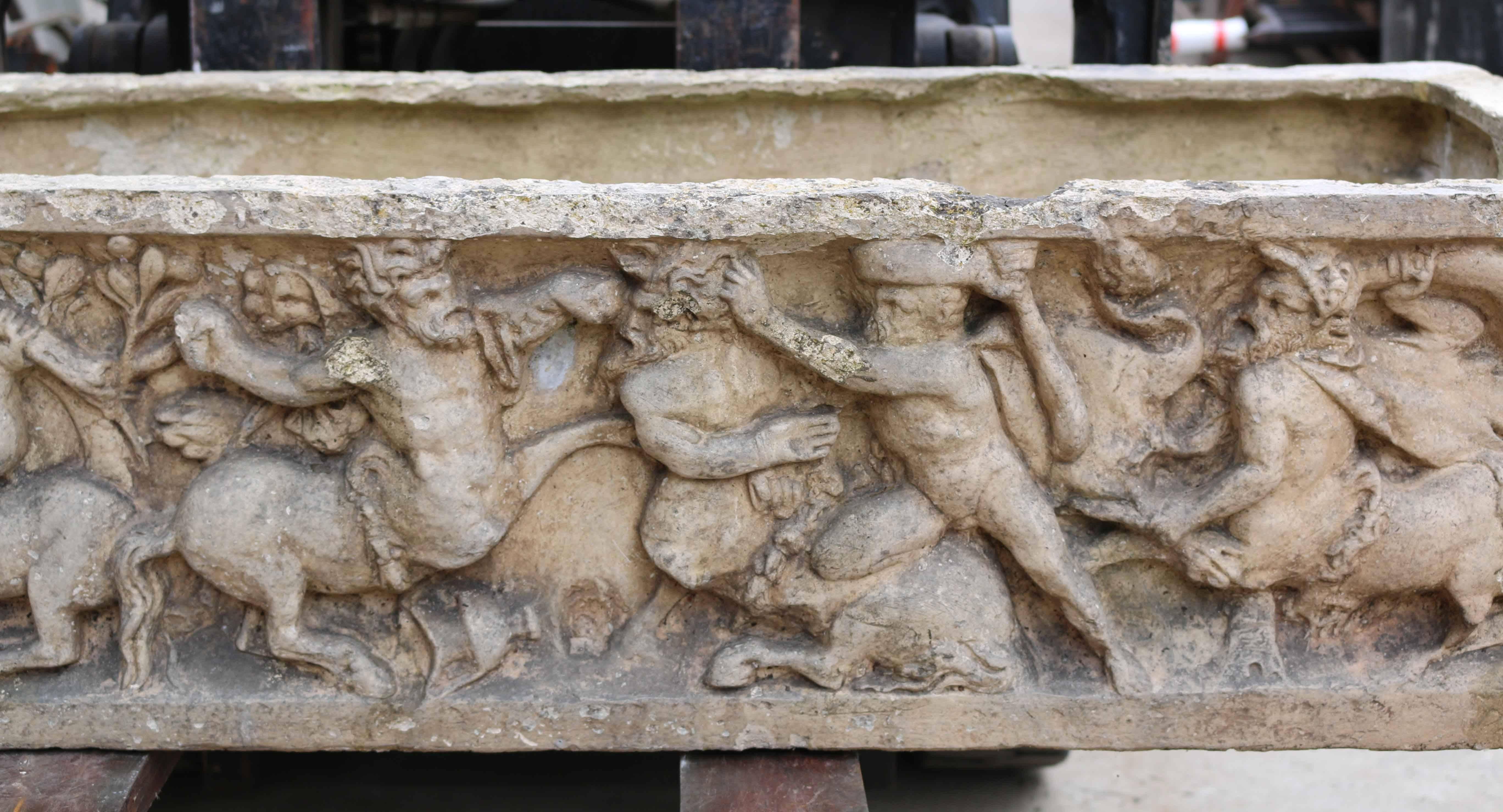 20th Century Classical Greek/ Roman Style Sarcophagus Depicting a Battle Scene