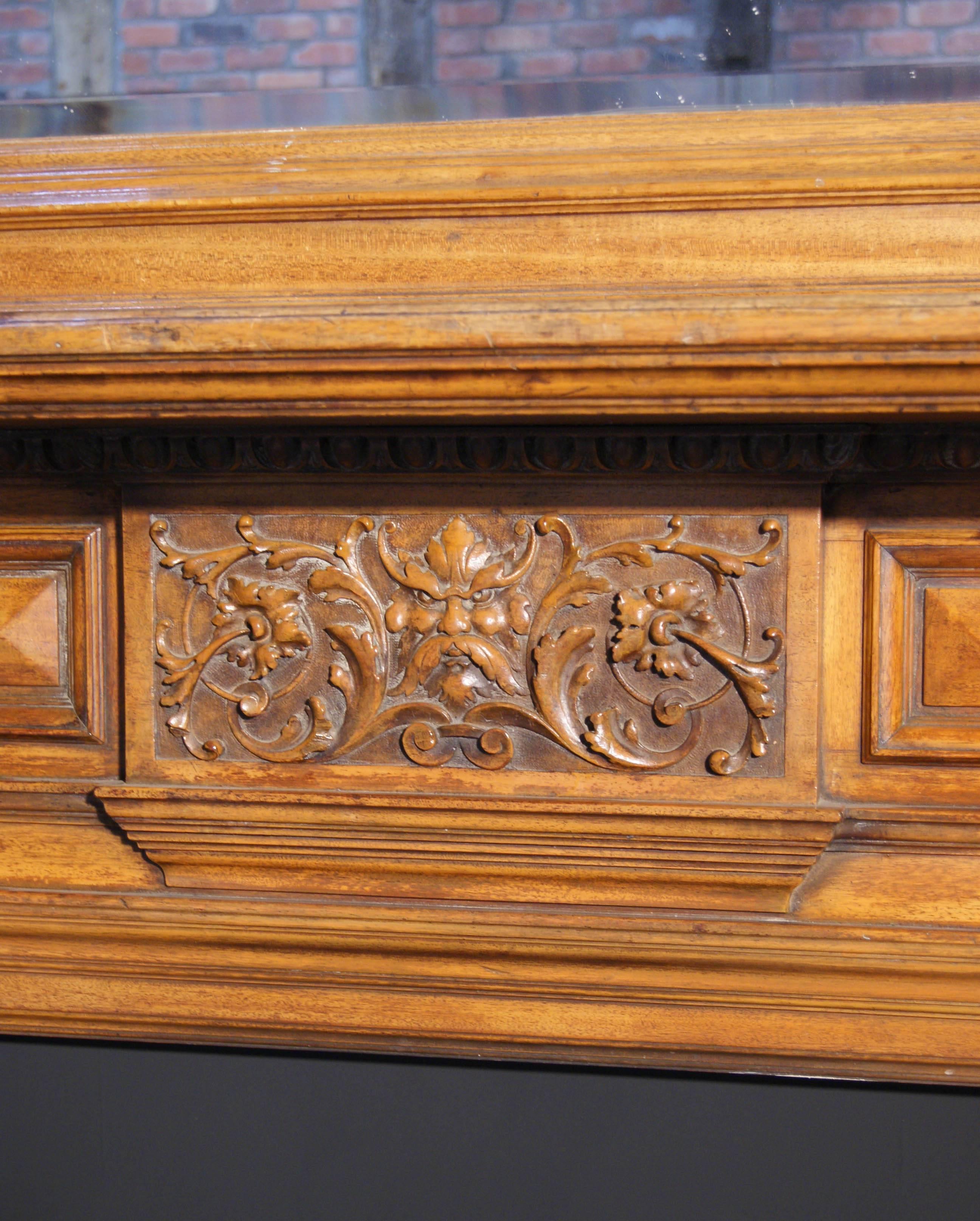 Late Victorian Large Carved Walnut Fire Surround, circa 1880