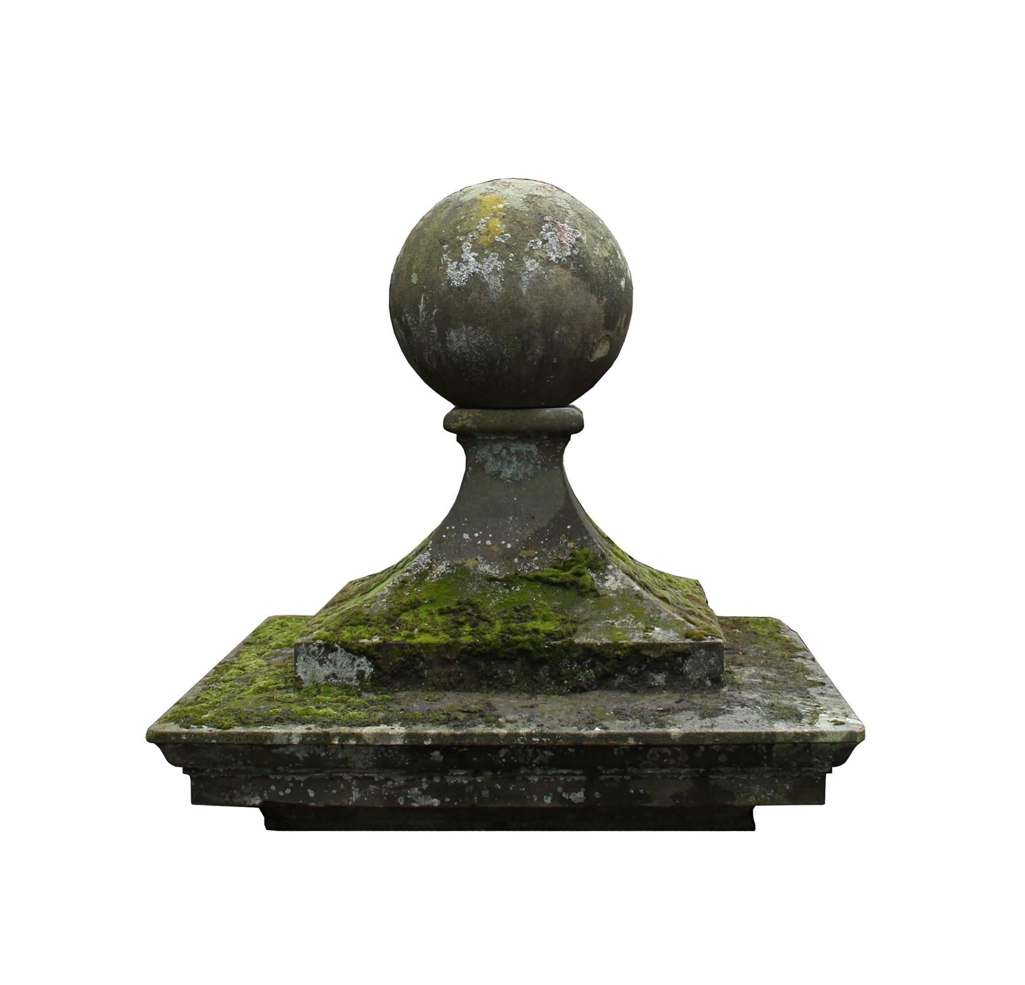 Carved from a durable grit stone which is very similar in to Cotswold stone when cleaned.
Measures: Ball diameter is 48cm
Weight around 750kg-1000kg each.
  