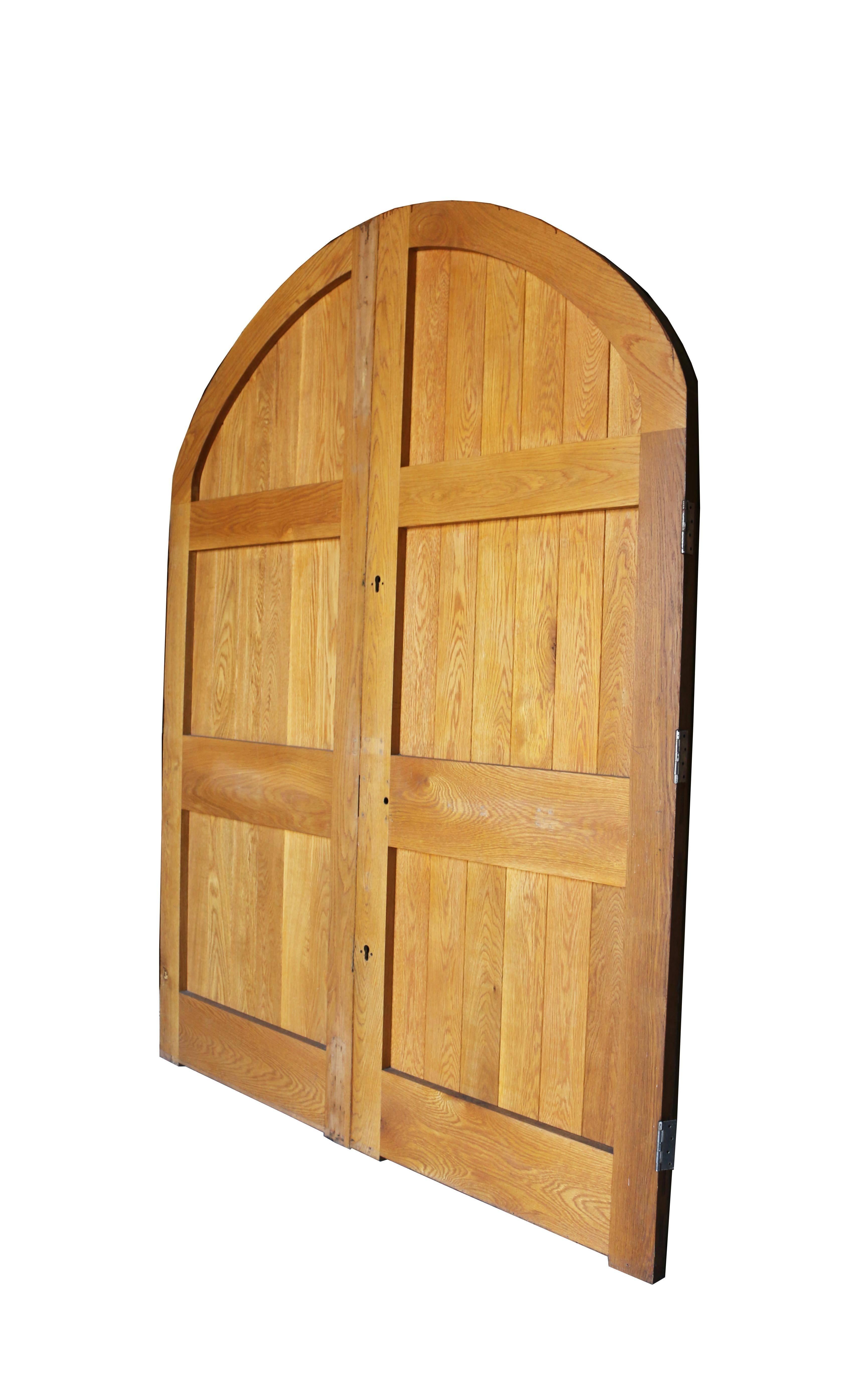 Gothic Pair of 20th Century Arched Oak Double Doors