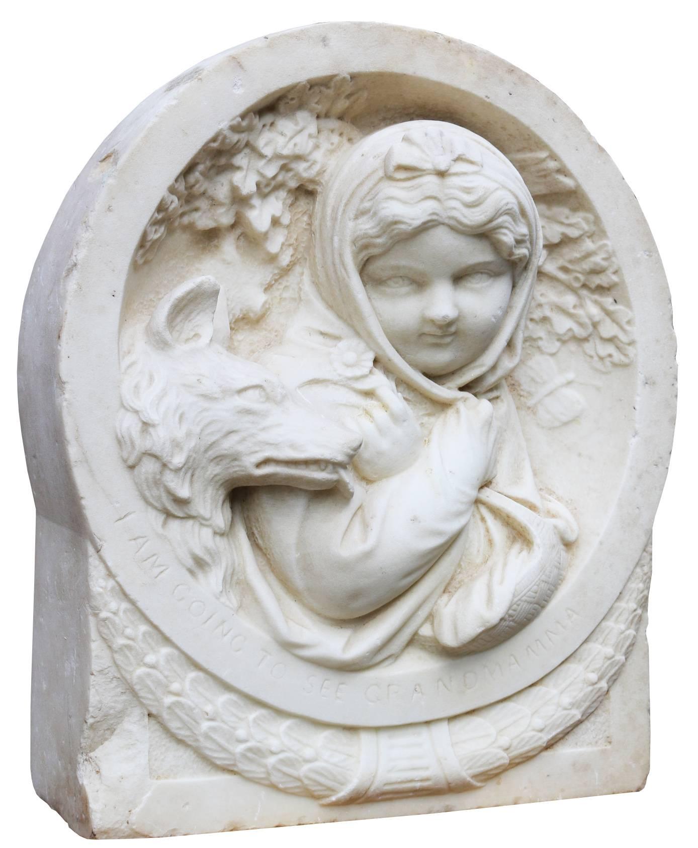 19th Century English Carved Statuary Marble Plaque 1