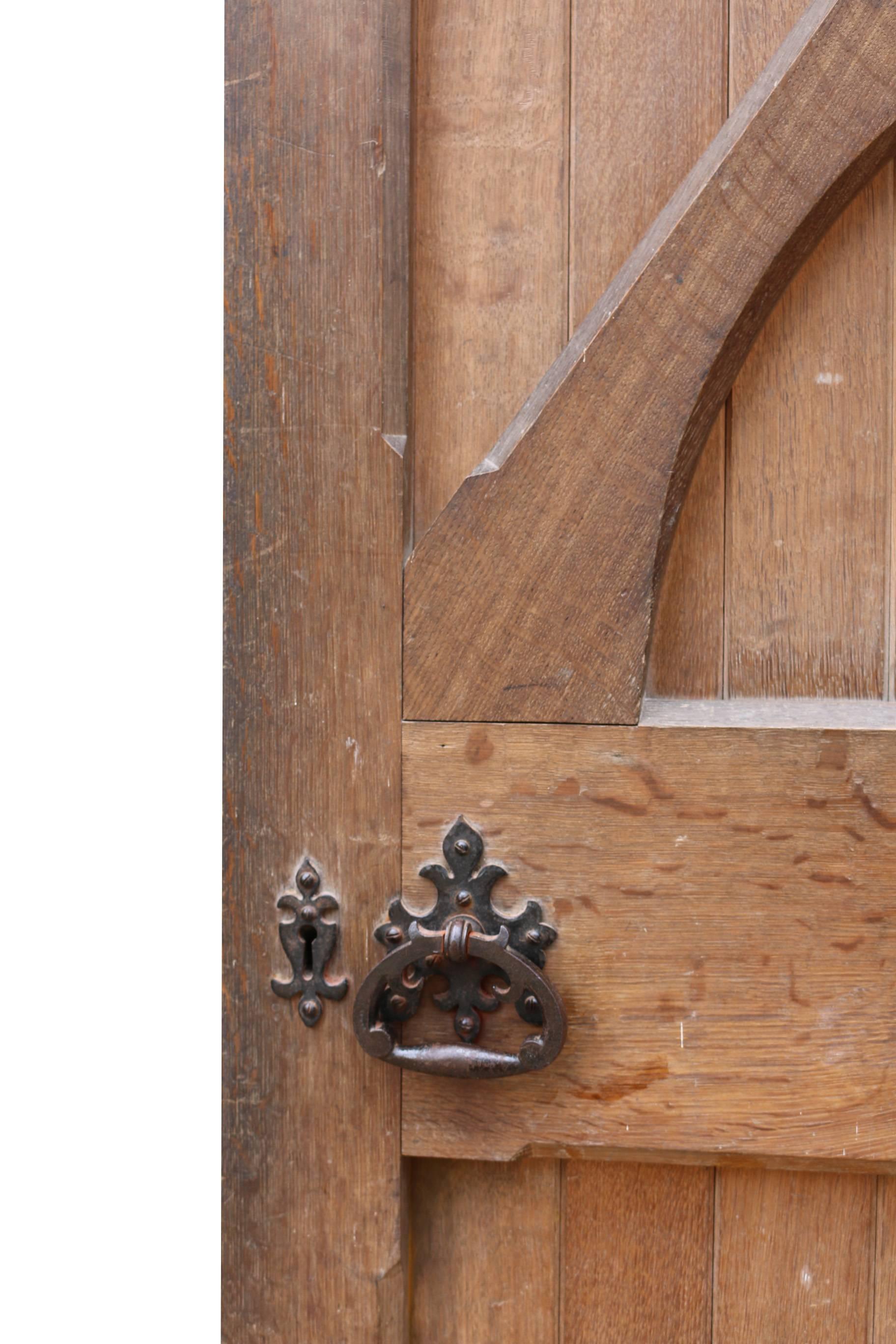Hand-Crafted Late 19th Century English Arched Oak Front Door