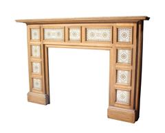 Late 19th Century Oak Fire Surround with Original Minton Tiles