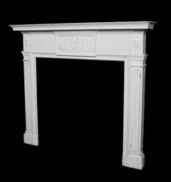Painted 19th Century Pine and Composition Fire Surround