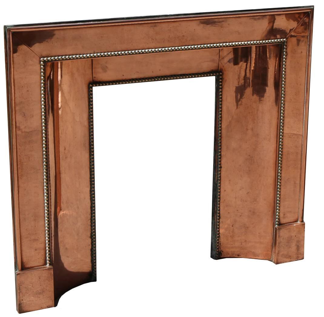 Art Deco copper and brass fire insert
Opening height 63 cm, opening width 40 cm
Weight 41 kg.