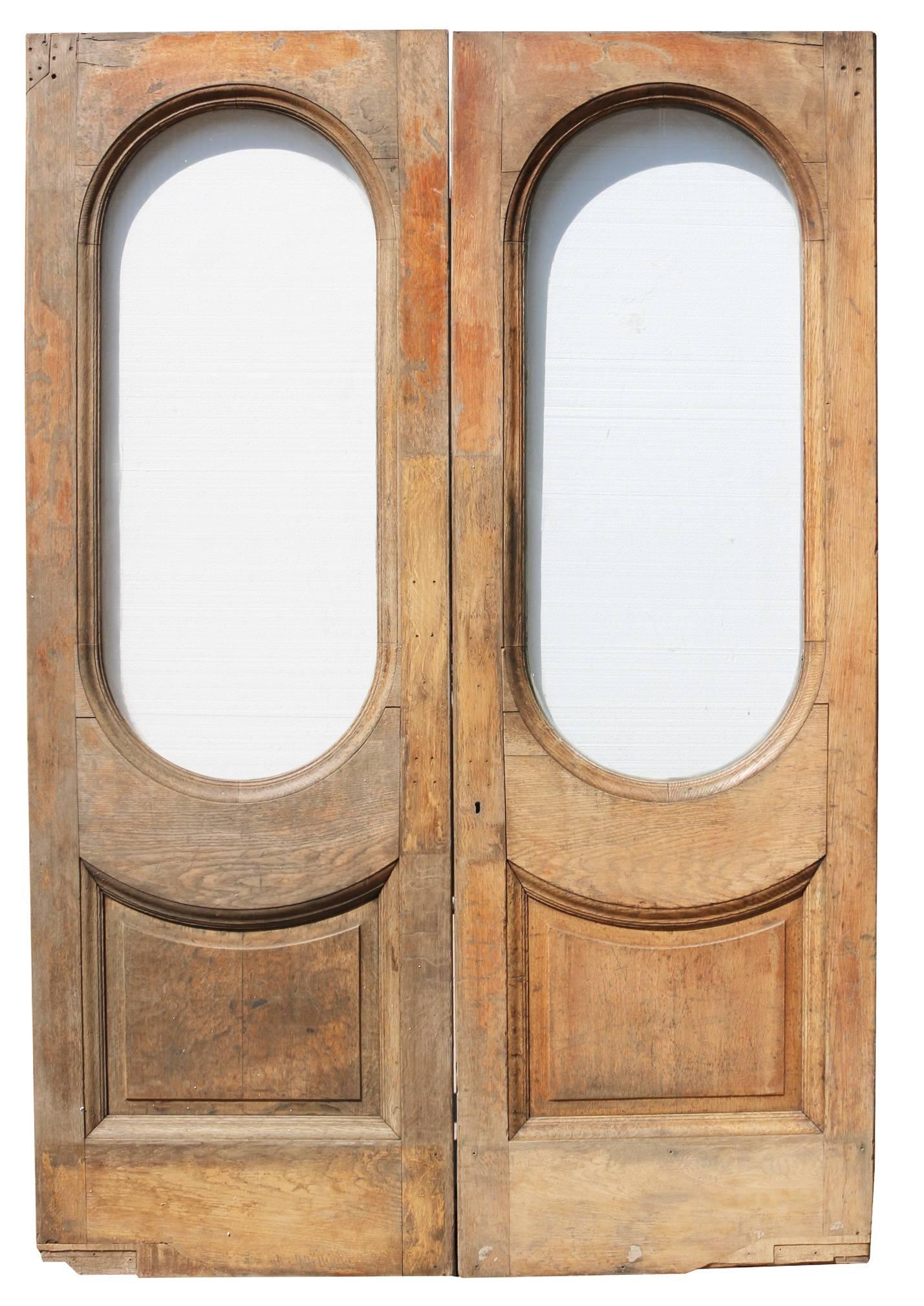 Victorian Pair of Antique Oak 19th Century Swing Doors