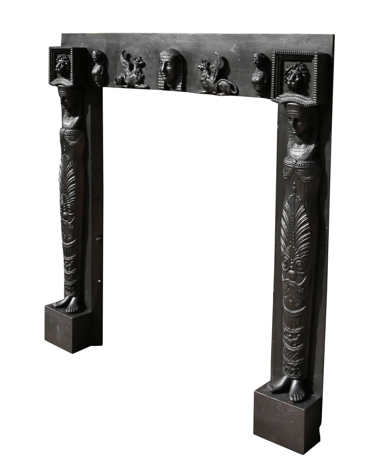 Cast Highly Decorated Fire Grate/Front in Egyptian Style, circa 1820