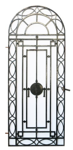 Wrought Iron Pedestrian Gate with Bronze Roundel, circa 1900