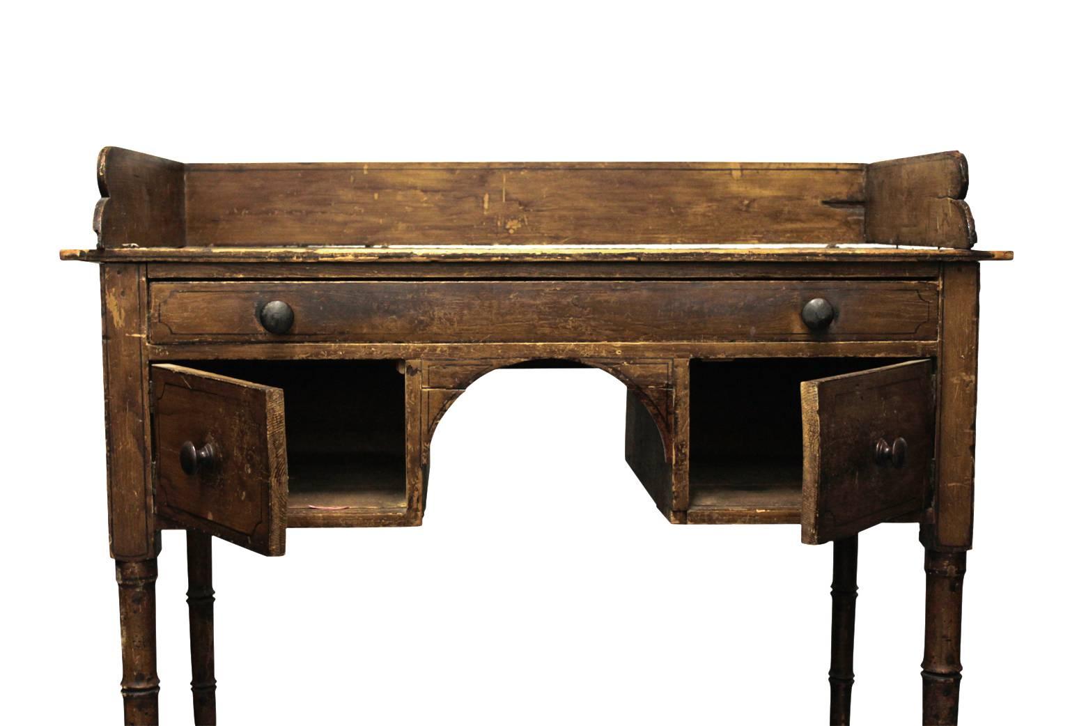French 19th Century English Painted Wood Writing Table For Sale