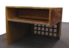 James Mont Wood End Table with Metal Wire Cage Design and Polychrome Finish