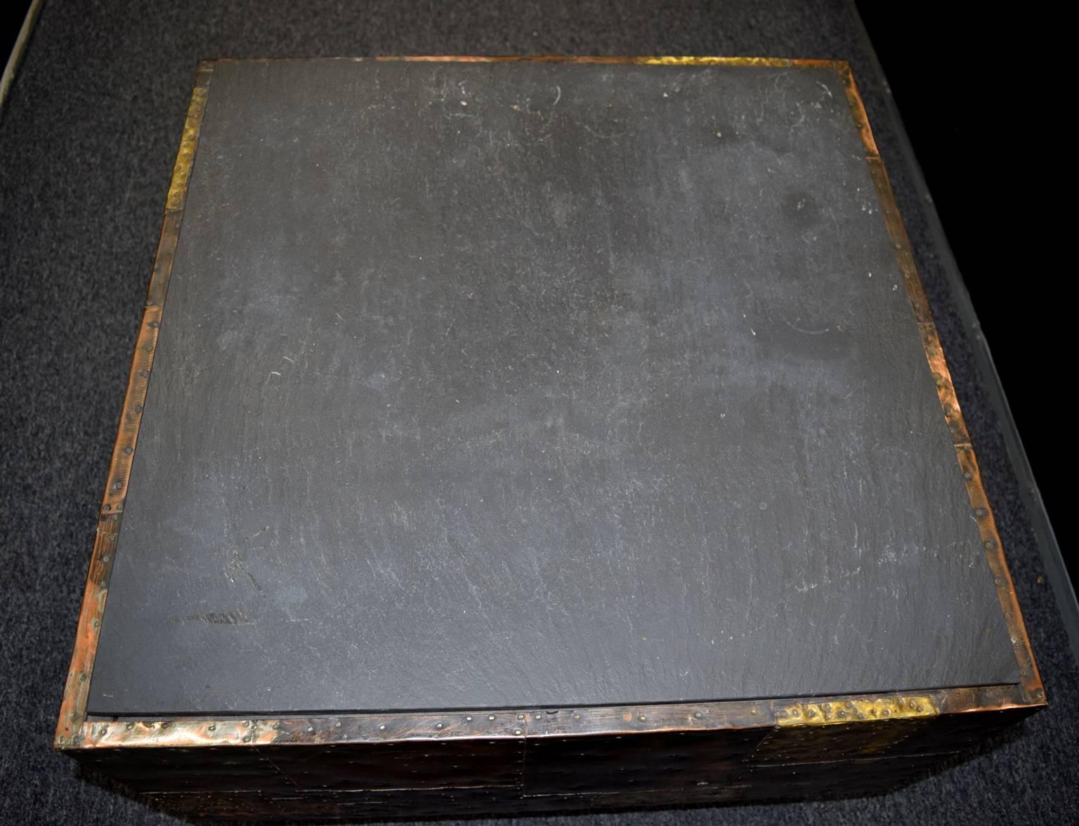 Bronze Paul Evans Metal Patchwork Square Table For Sale