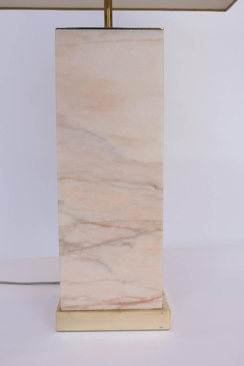 Large Pair of 1970s Marble Table Lamps In Good Condition In Saint-Ouen, FR