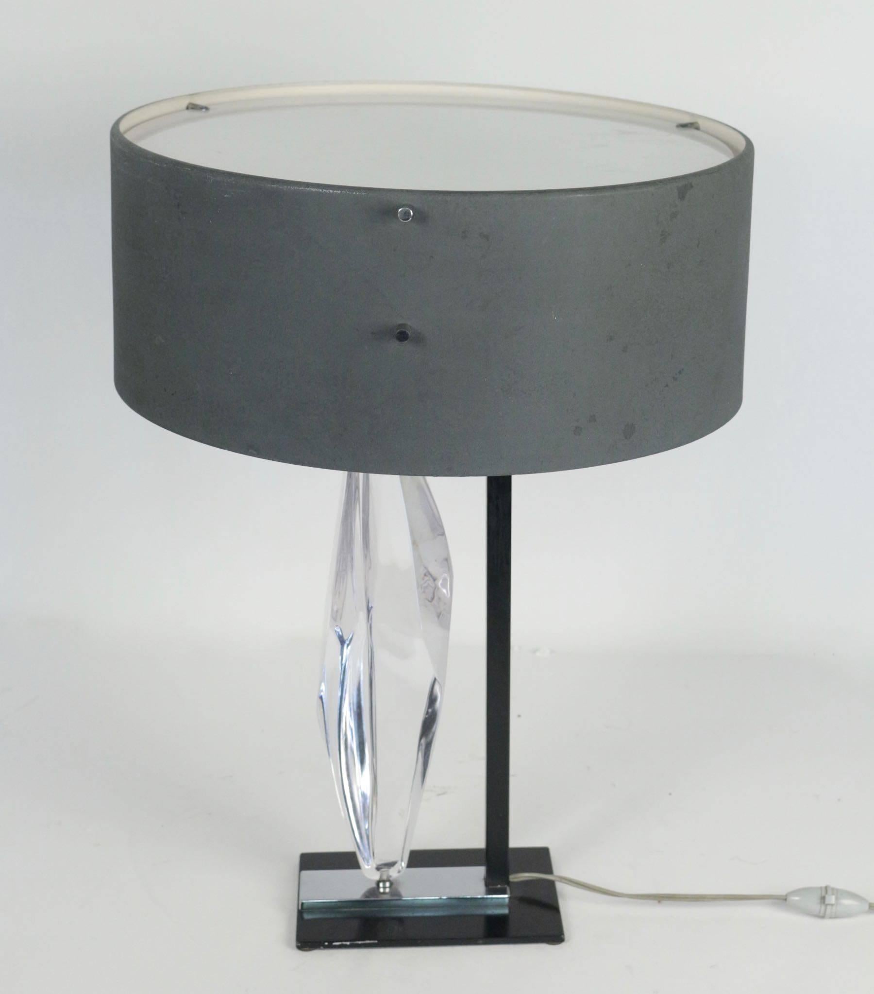 Mid-20th Century Rare 1960s Daum Crystal Table Lamp