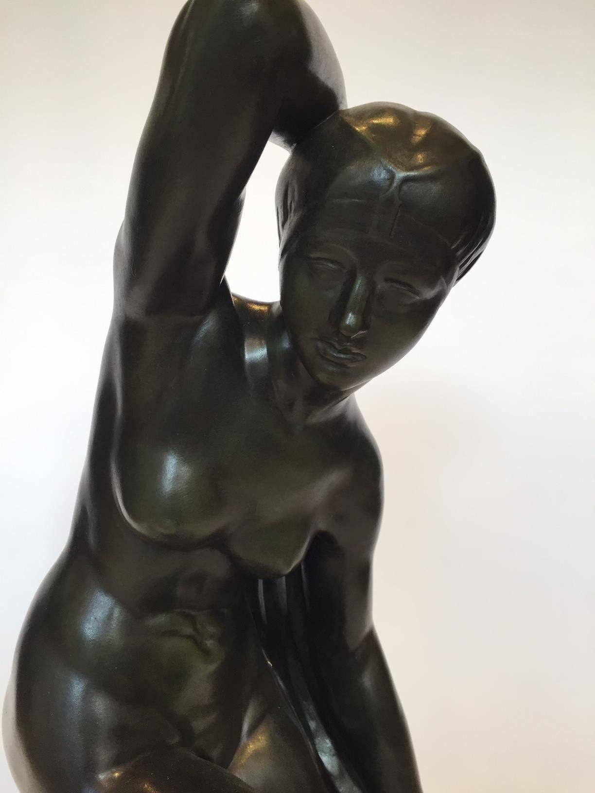Mid-20th Century Popineau 1930s Art Deco Large Bronze Sculpture 