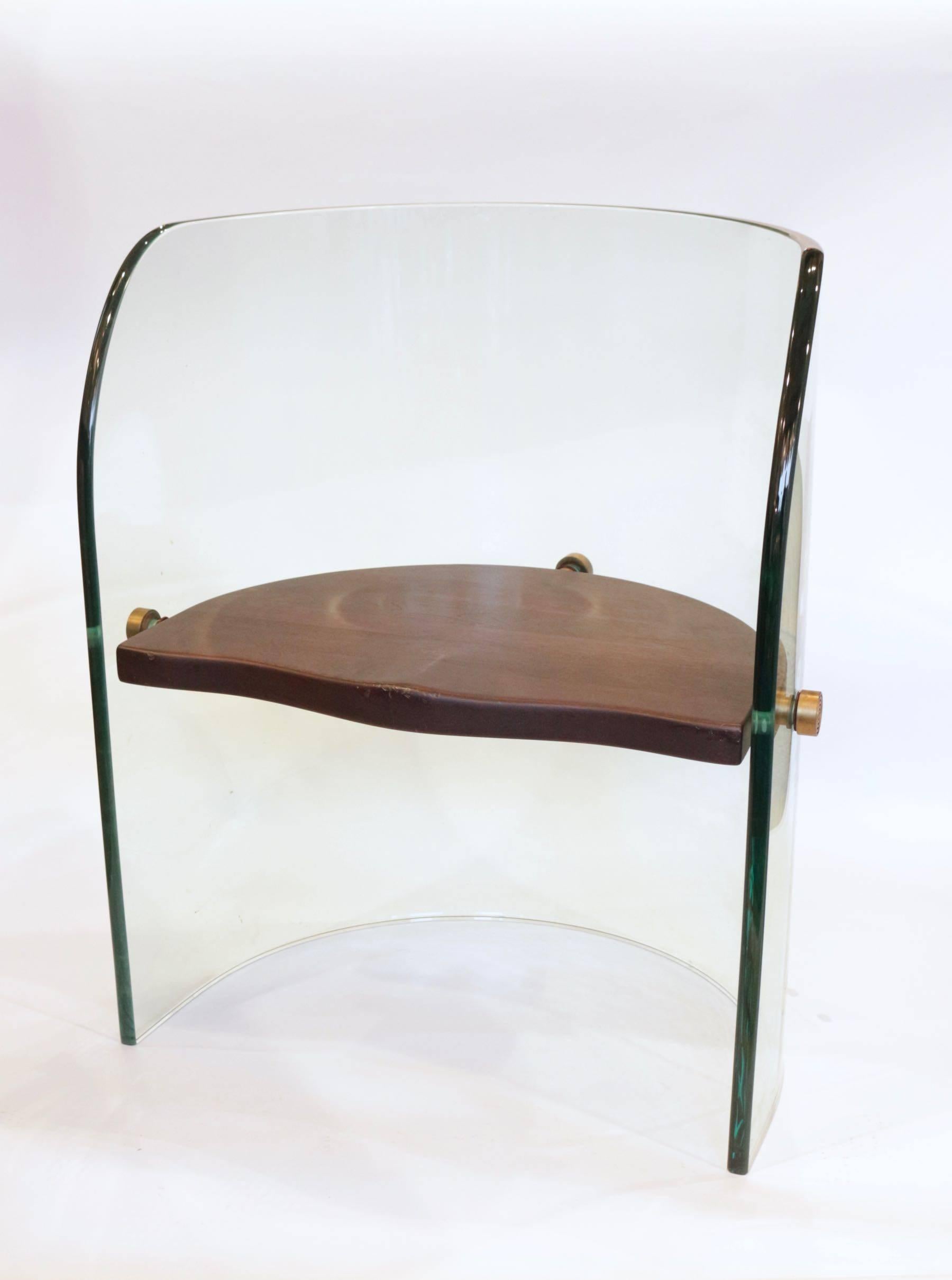 1970s Rare Italian Glass Armchair in the Taste of Fontana Arte 1