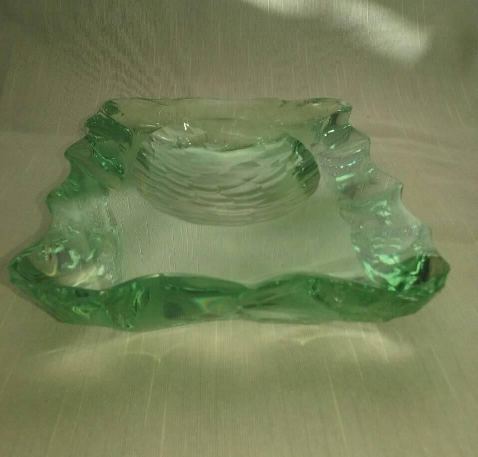 French Rare 1950s Max Ingrand for Fontana Arte Cut Glass Vide Poche/Bowl/Dish