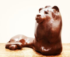 1990s Claude Lhoste Bronze Sculpture "Lion", Fonderie Monnaie De Paris