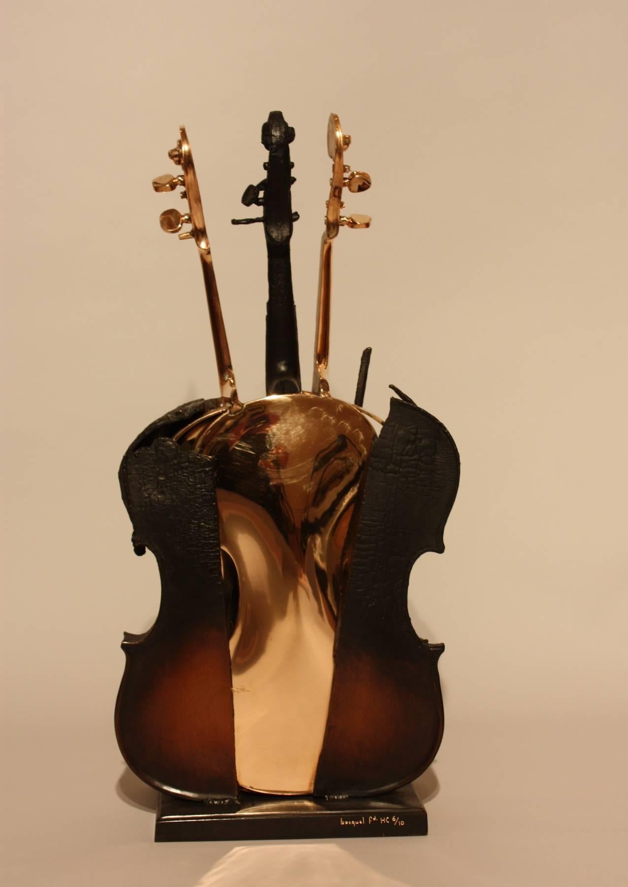 
Arman bronze violin "Fenice."
Model in created in 2004.
Edition of 100 + 20 AP + 10 HC + 30 copies I/XXX to XXX/XXX.
With the stamp of foundry Bocquel.
Signed "Arman" and numbered on the base.
This work is registered in