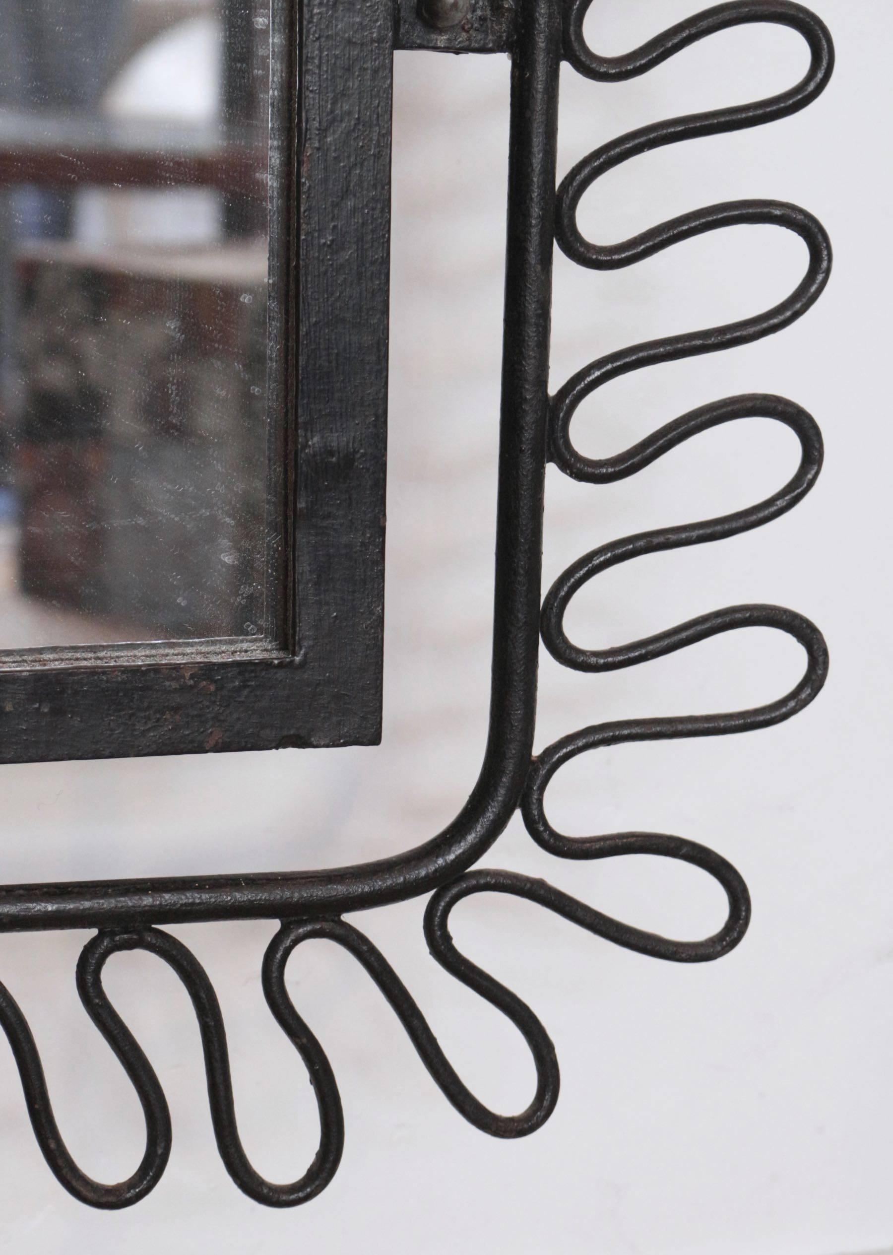 Mid-20th Century Huge 1950s Wrought Iron Mirror