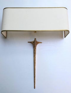 Felix Agostini 1960s Pair of Gilded Bronze "Squale" Sconces