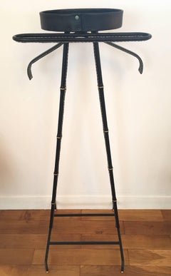 Jacques Adnet 1950s Black Leather Valet de Nuit