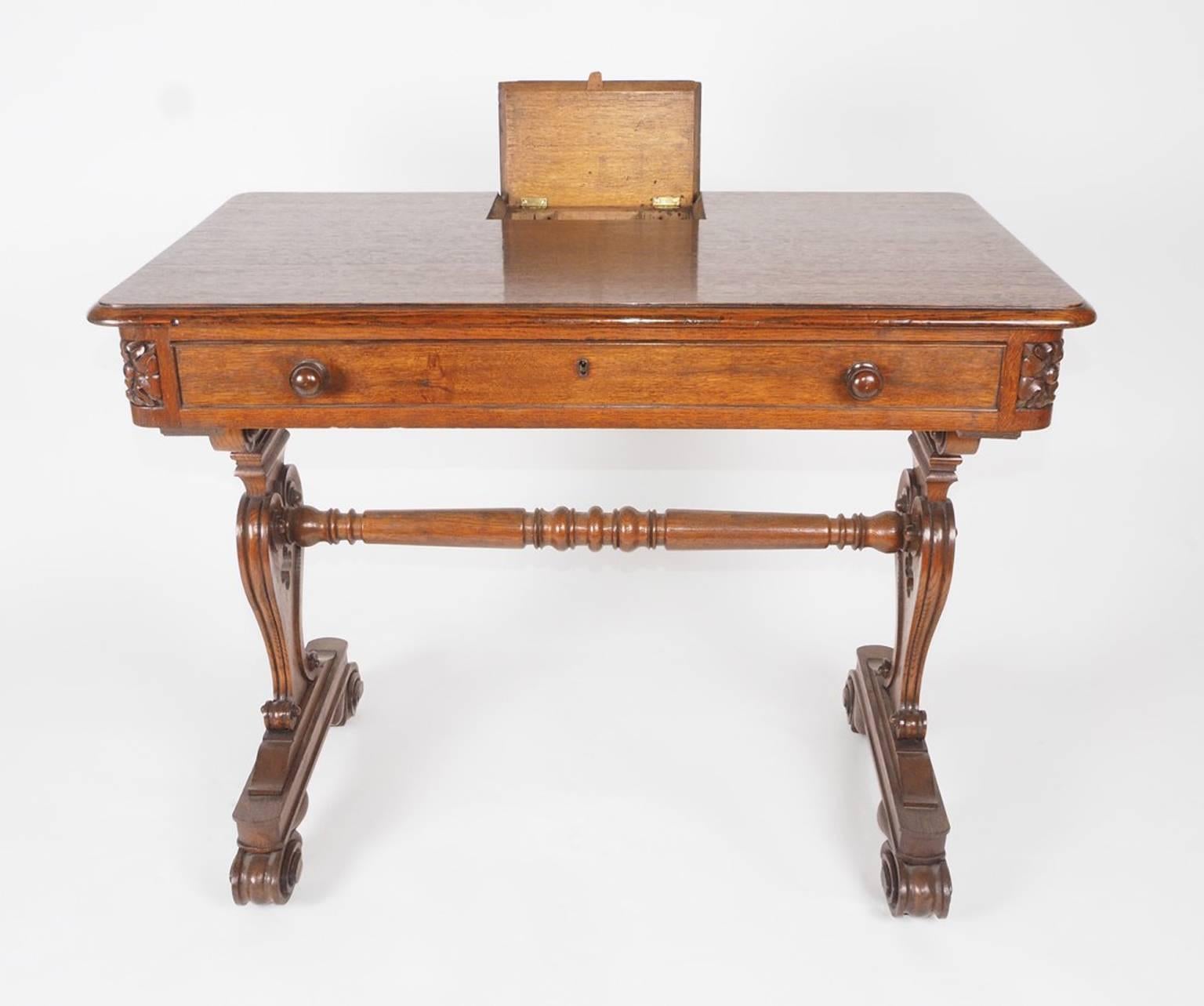 English Oak Chamber Writing Table For Sale