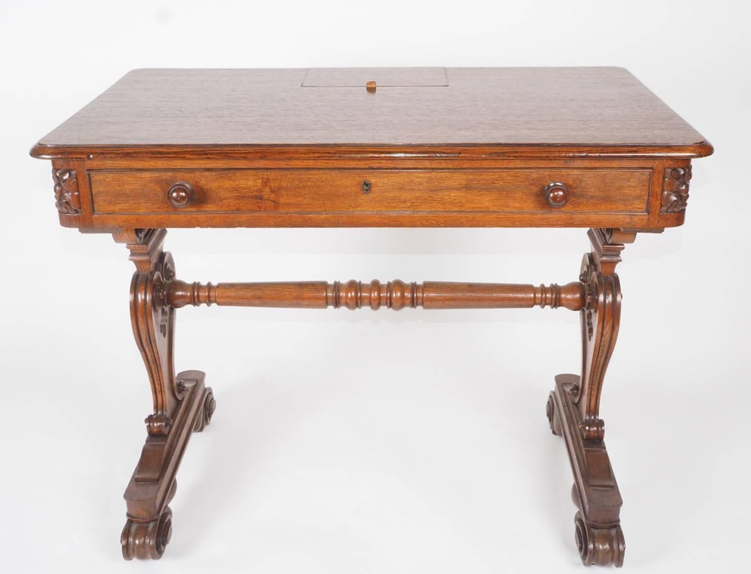 Regency Oak Chamber Writing Table For Sale