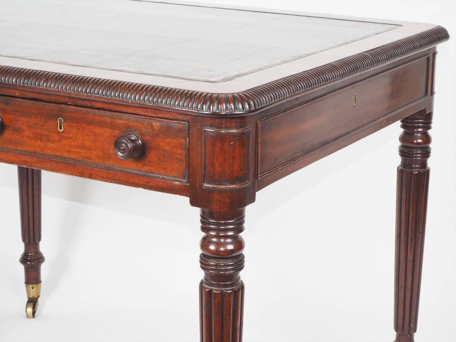 Regency Leather Lined Mahogany Writing Table For Sale