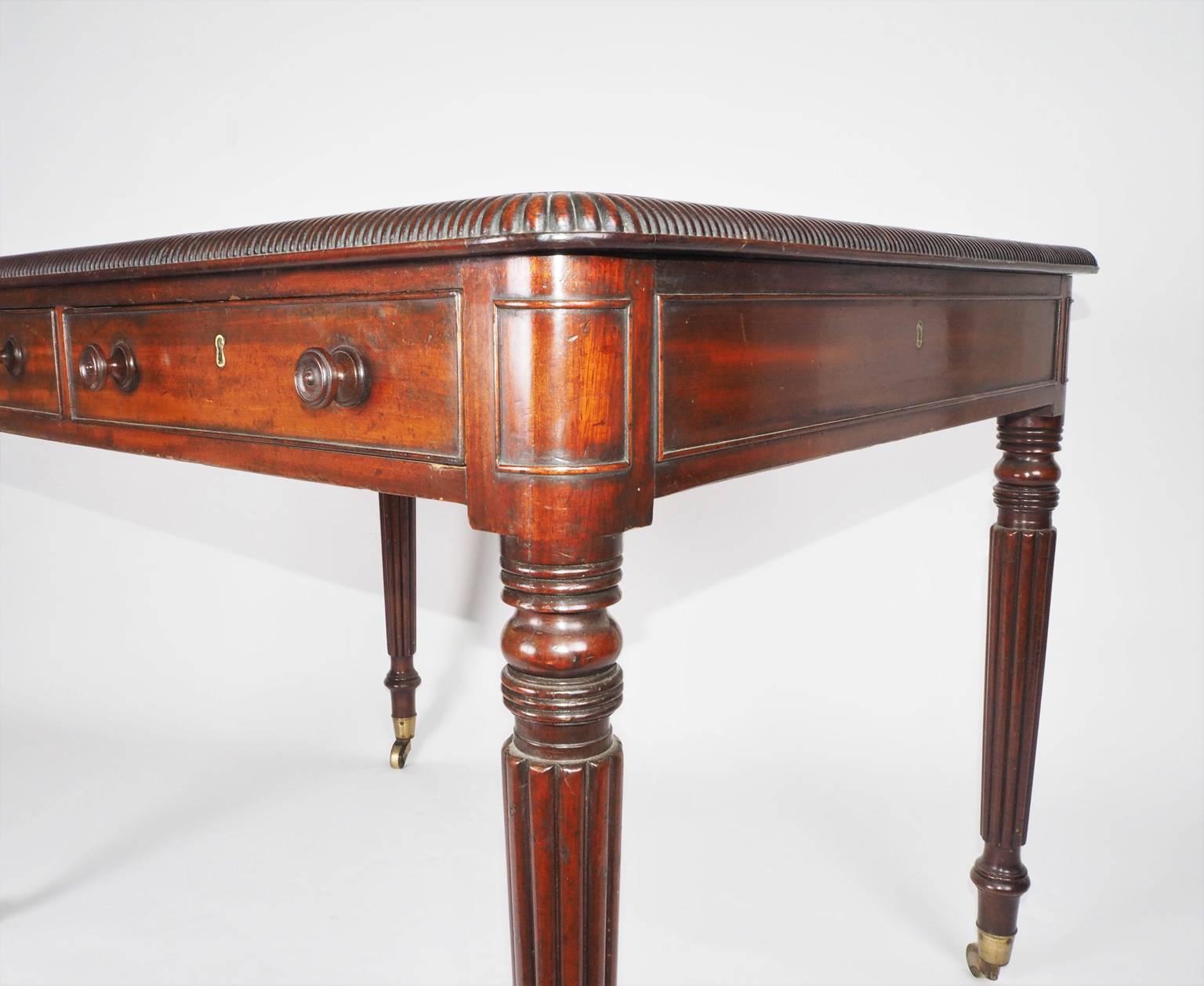 English Leather Lined Mahogany Writing Table For Sale