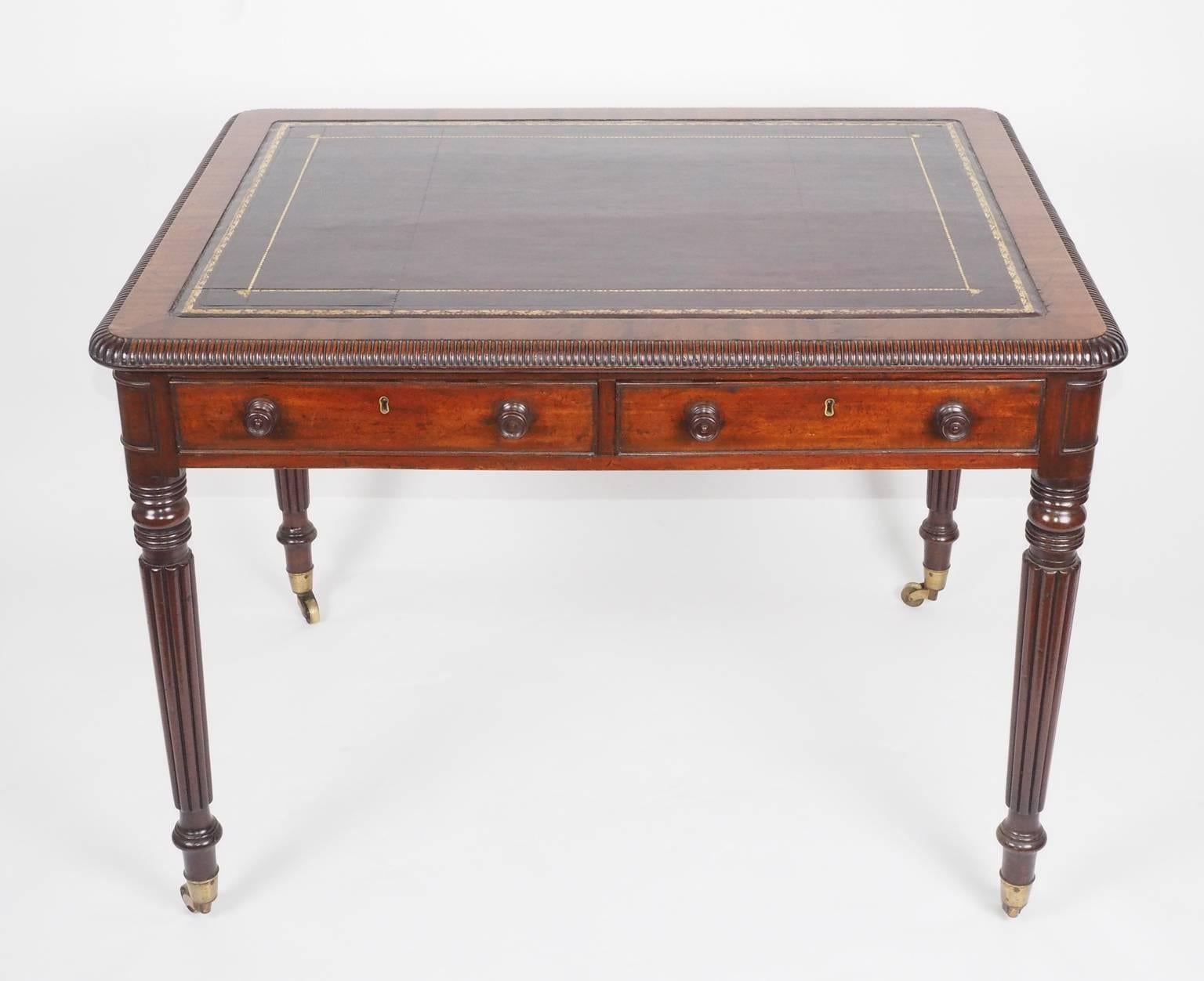 19th Century Leather Lined Mahogany Writing Table For Sale