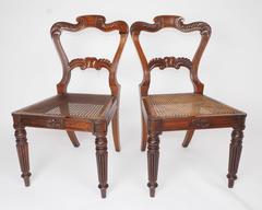 Pair of Rosewood and Caned Dining Chairs