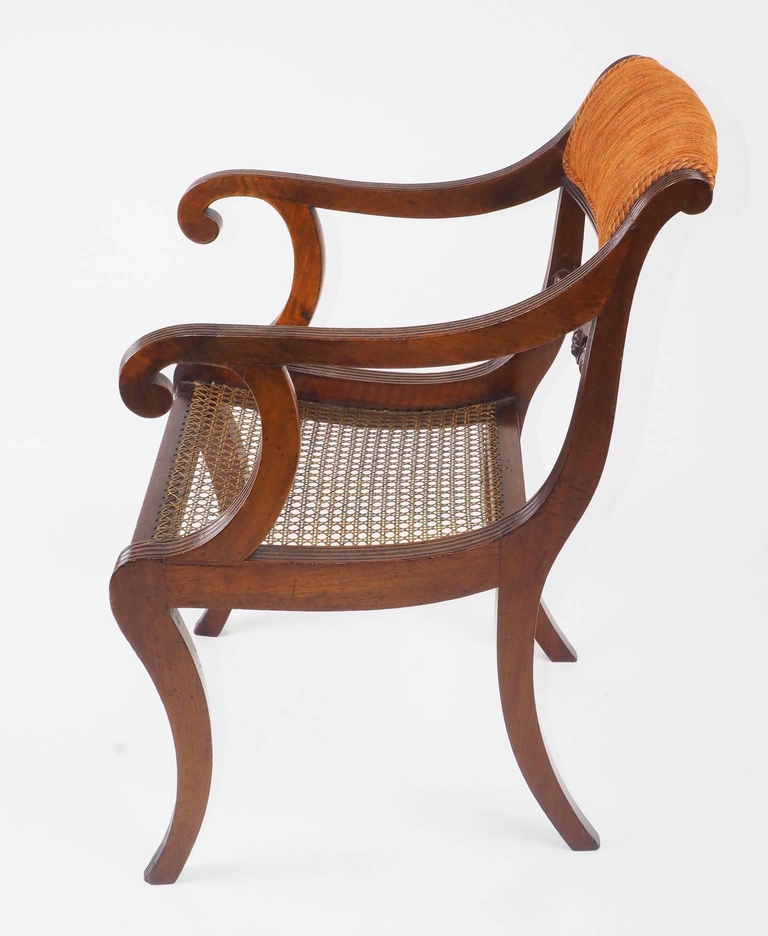 Regency Sabre Legged Mahogany Elbow Chair In Good Condition For Sale In Fremantle, W.Australia