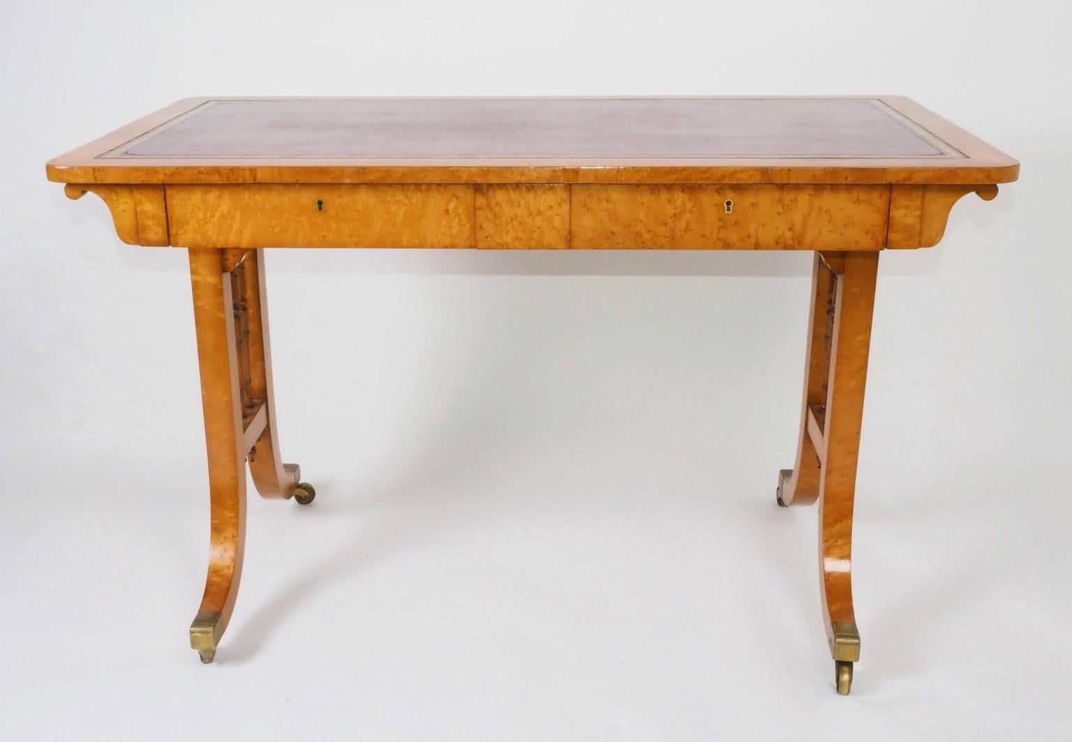 Regency Bird's-Eye Maple Writing Table, circa 1825 For Sale