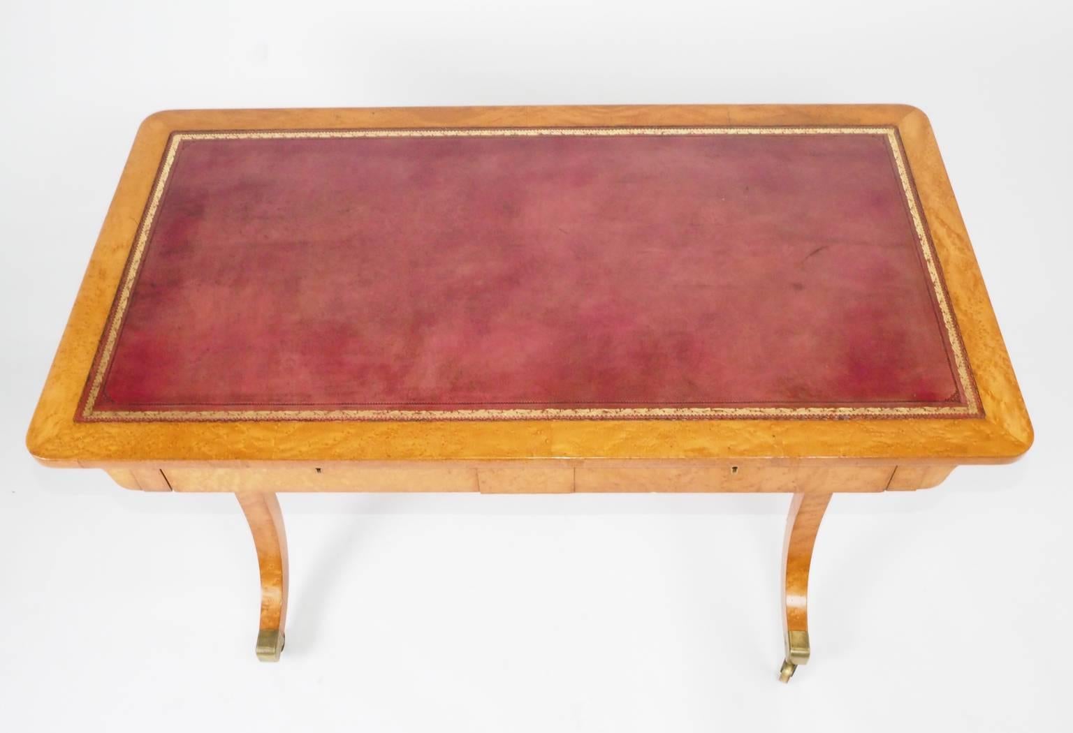 English Bird's-Eye Maple Writing Table, circa 1825 For Sale