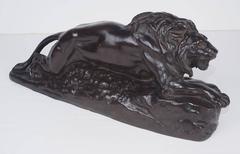 "Lion Stalking Its Prey" Late 19th Century Bronze