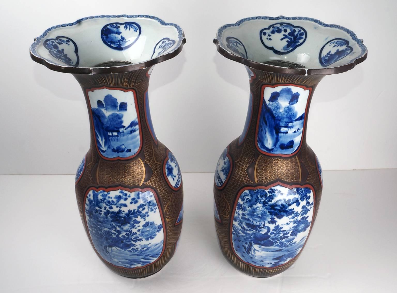 A late 19th century pair of porcelain vases.