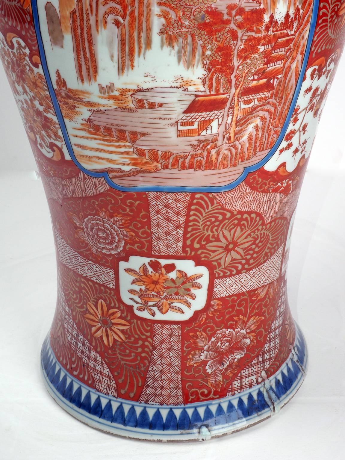 19th Century Pair of Kutani Japanese Floor Vases For Sale