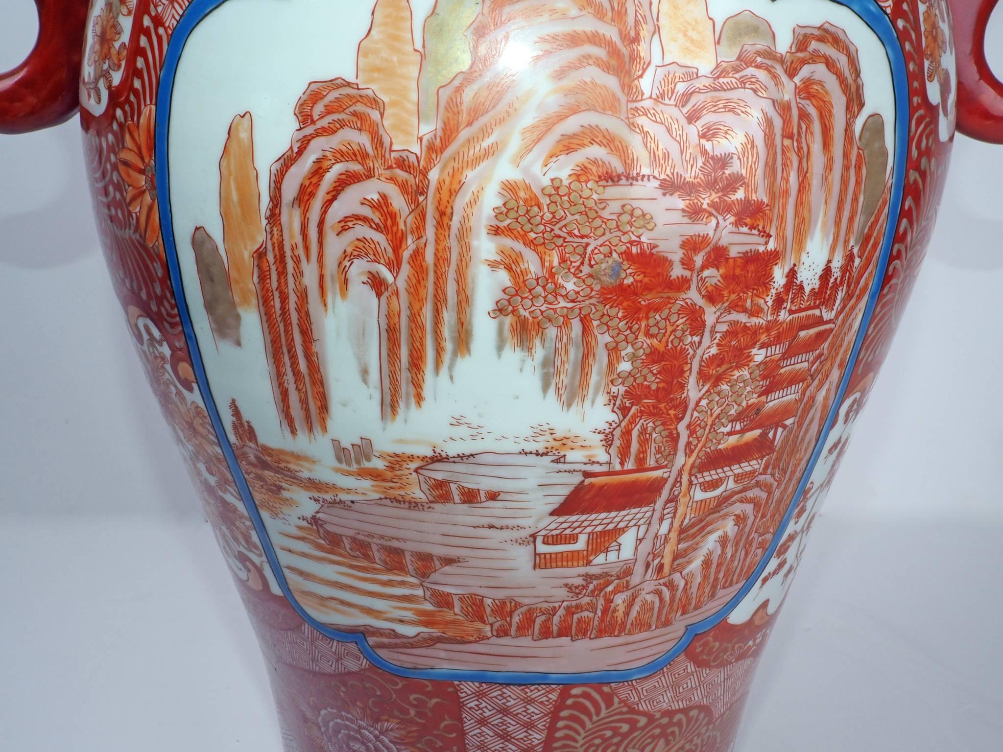 Pair of Kutani Japanese Floor Vases For Sale 6