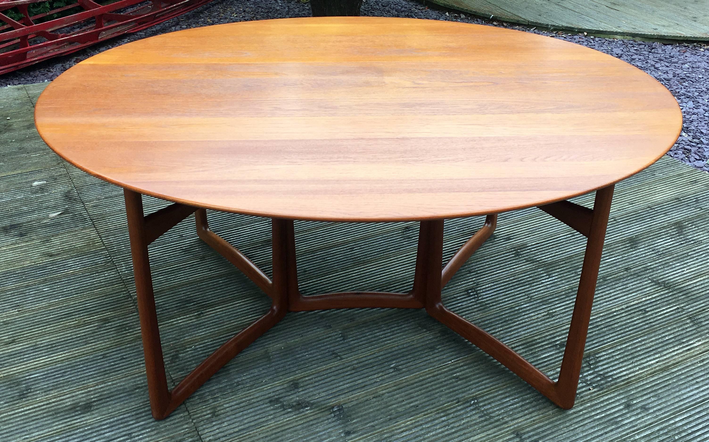 Mid-20th Century Teak Drop Leaf Oval Dining Table by Peter Hvidt for France and Sons