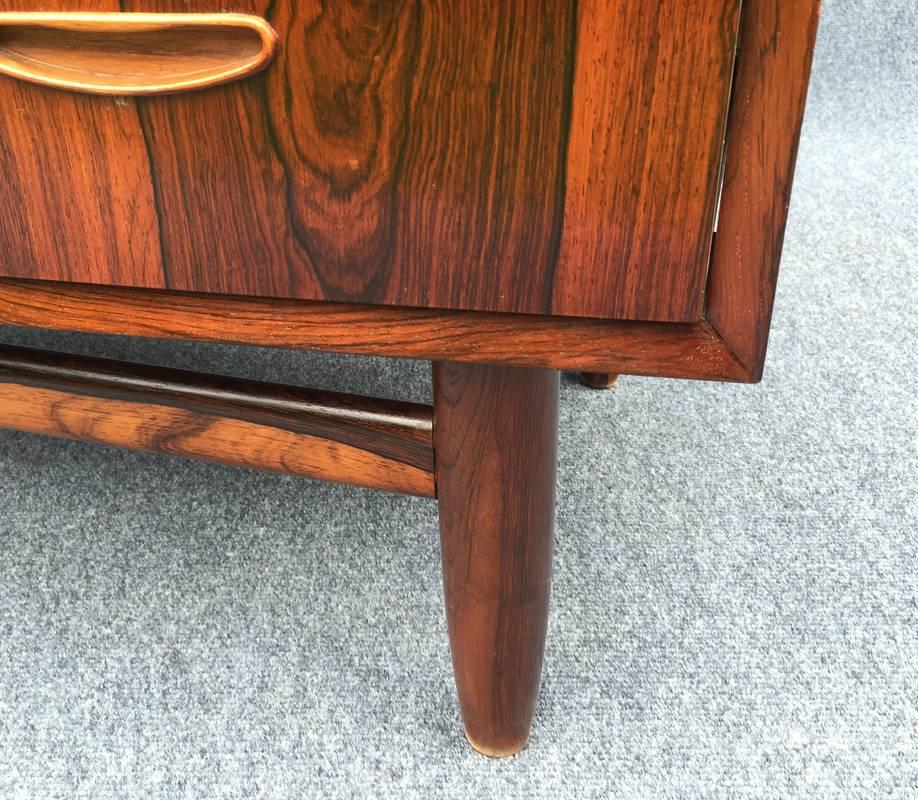 Mid-20th Century Danish Bow Fronted Rosewood Chest of Drawers