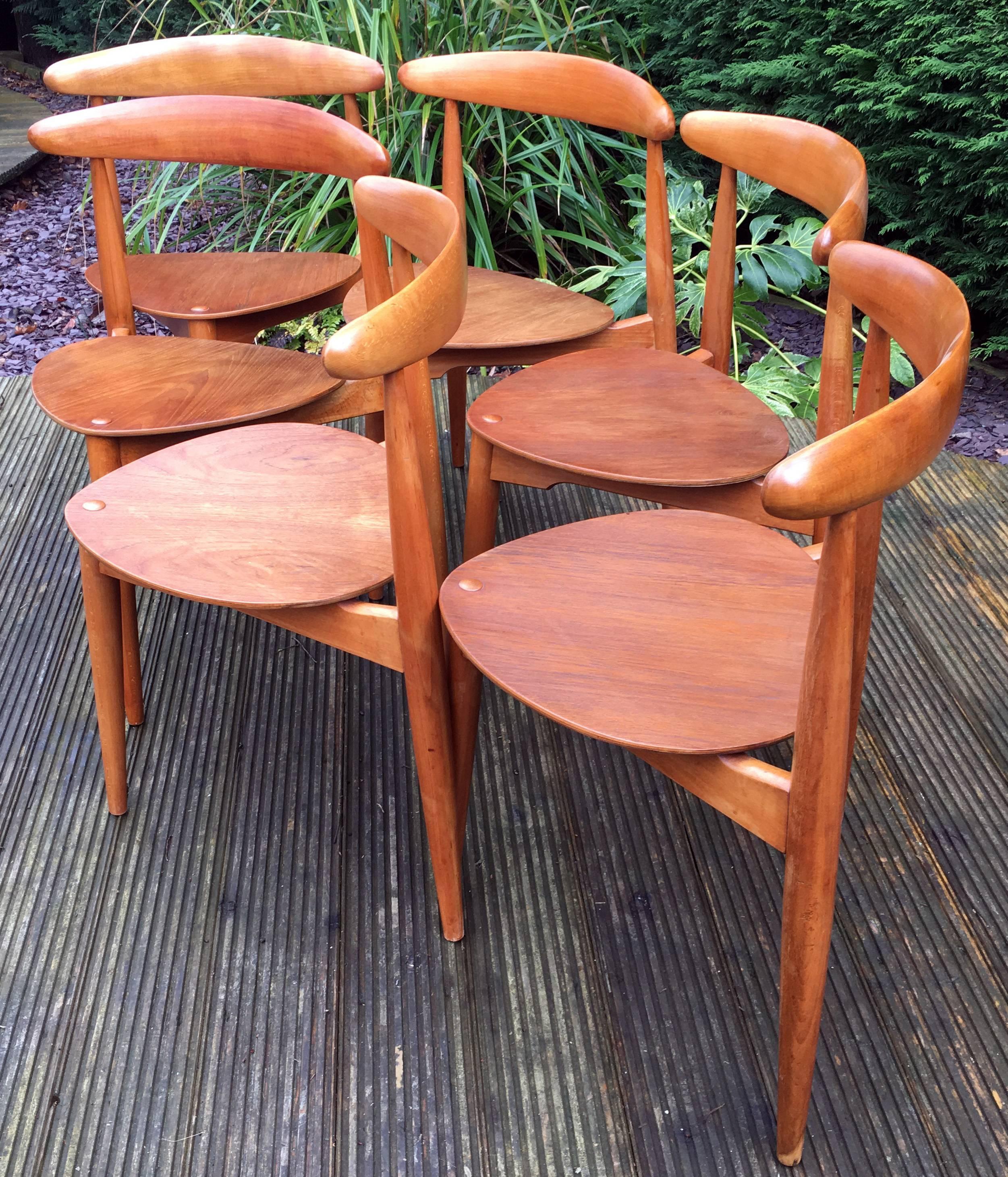 Beech Set of Six Hans Wegner 'Heart' Chairs 'Model FH4103' for Fritz Hansen