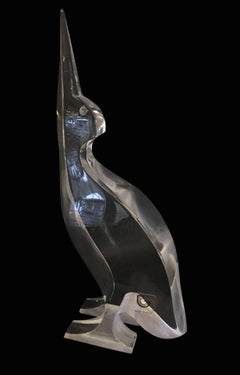 Clear Lucite Cormerant Sculpture by Tim S. Crea for Team Guzzini