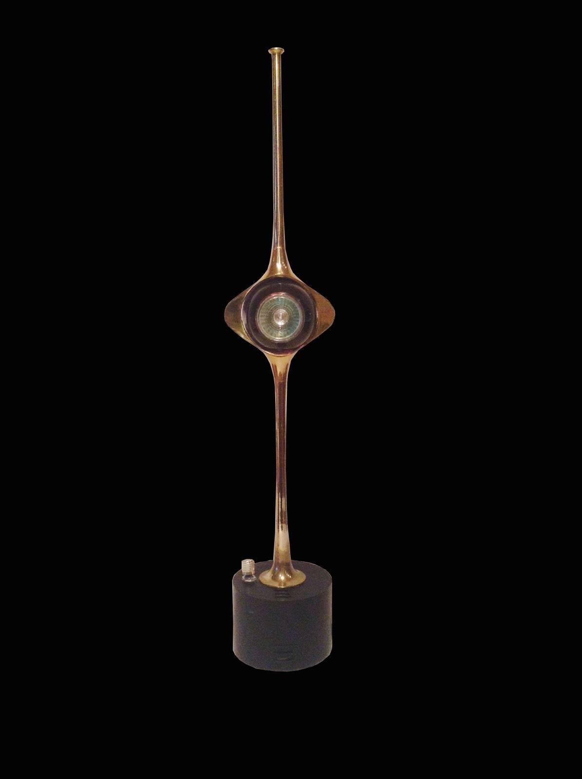A beautiful example, it benefits from a rewire with new transformer, so noww uses a 12V halogen bulb and the click down on/off switch with turn to dim works fine!