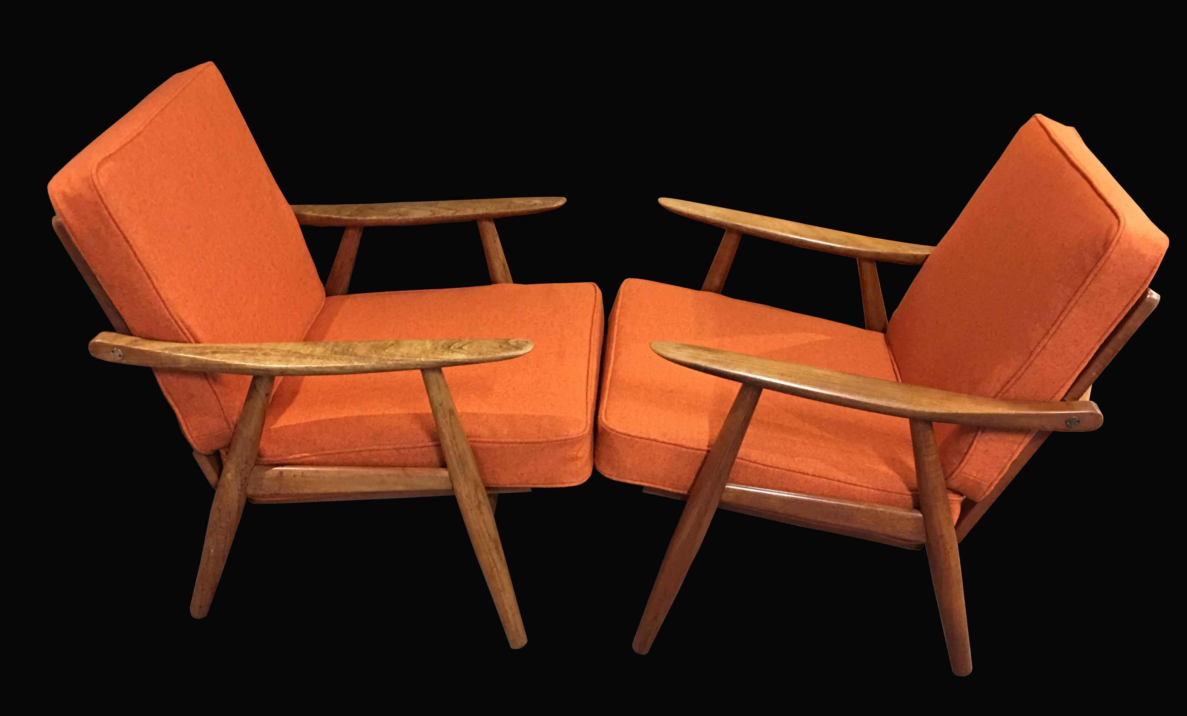 Mid-Century Modern Pair of Rare GE270 Armchairs by Hans J Wegner for GETAMA