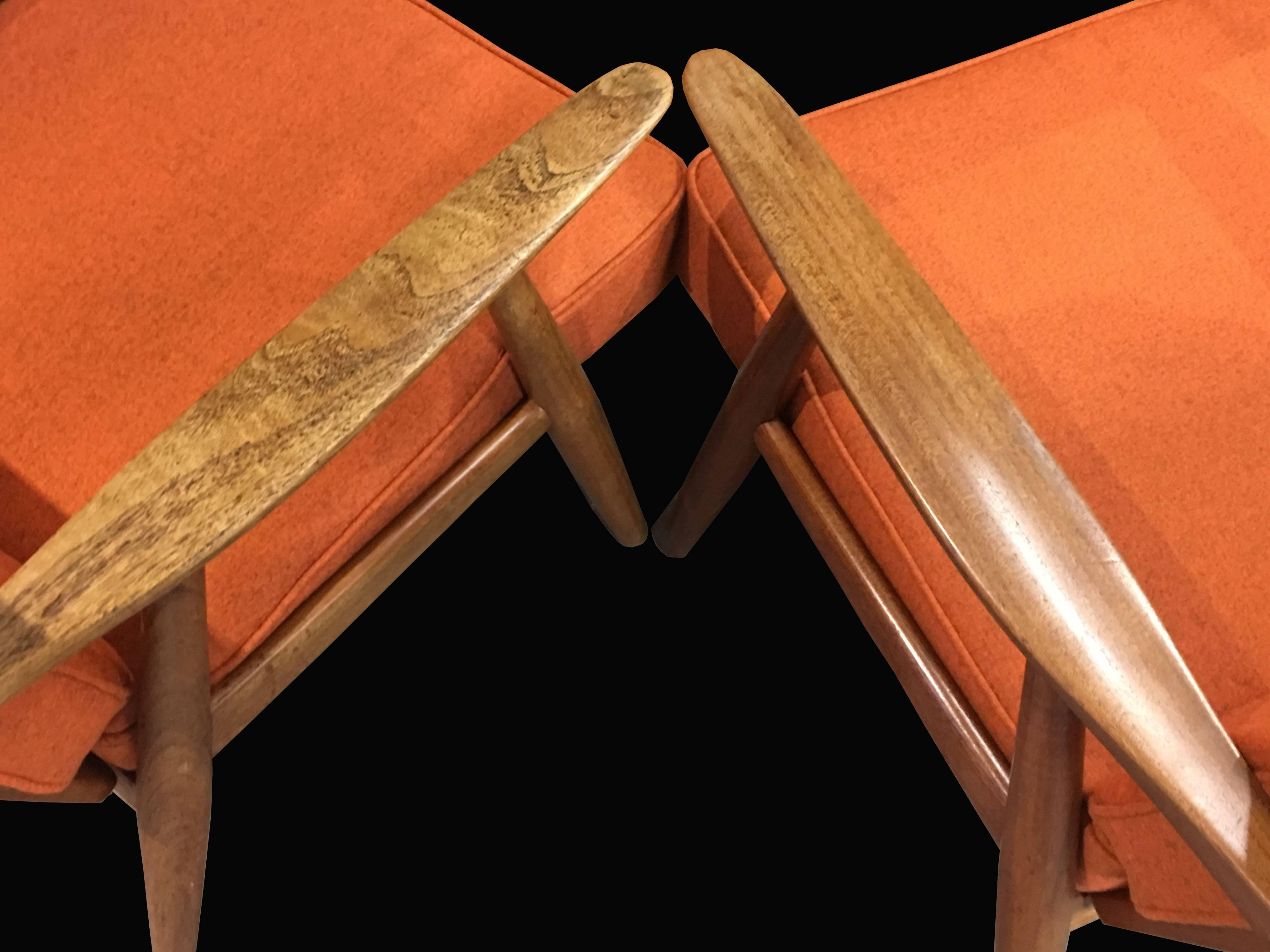 20th Century Pair of Rare GE270 Armchairs by Hans J Wegner for GETAMA