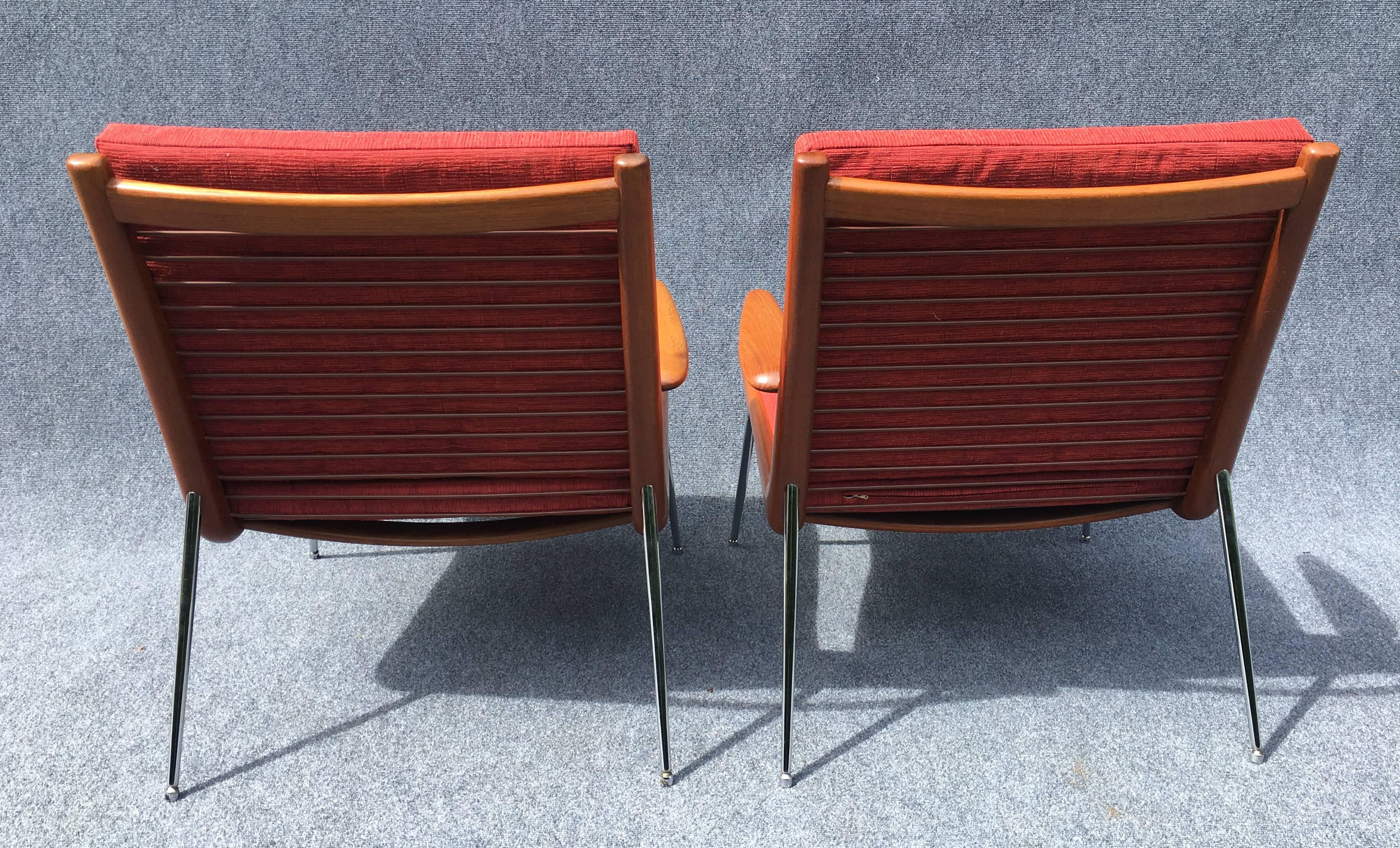 Danish Pair of FD135 'Boomerang' Chairs by Peter Hvidt and Orla Mølgaard-Nielsen